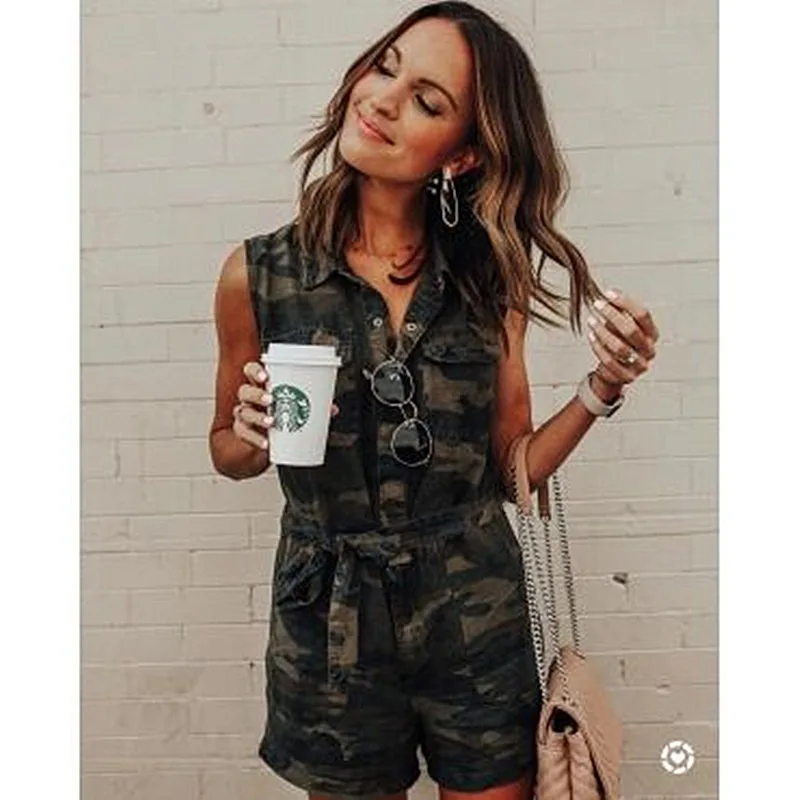 Summer Style Rompers Womens Jumpsuit Washed Hole Camouflage Denim Sleeveless Summer Style Rompers Womens Jumpsuit Washed Hole Camouflage Denim Sleeveless