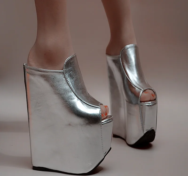 

Woman Platform 17cm White Black In Summer High Wedges Slippers Thick Bottom Platform Shoes Non-slip Fashion Shoes