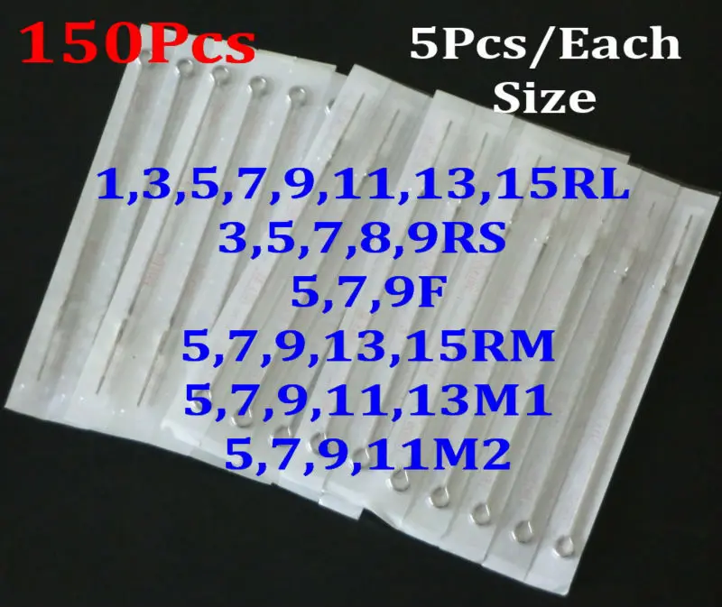 

150Pcs Assorted Tattoo Needles RL RS F M1 M2 RM Pro Tattoo Needles Sterilized Factory Wholesale Tattoo Machine Needles Supply