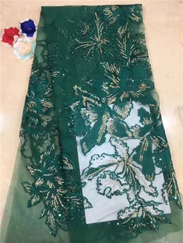 

green African Lace Fabric 2019 Embroidered Nigerian Laces Fabric Bridal High Quality French Tulle Lace Fabric for Women Dress(2