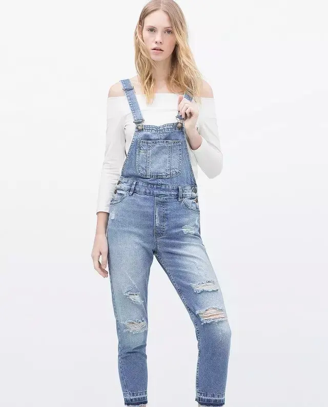jeans with straps over shoulders