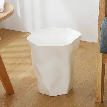 

Pleated Trash Can Waste Bin Household Office Bathroom Plastic Paper Basket Garbage Can Waste Bin Storage Box Kitchen Accessories