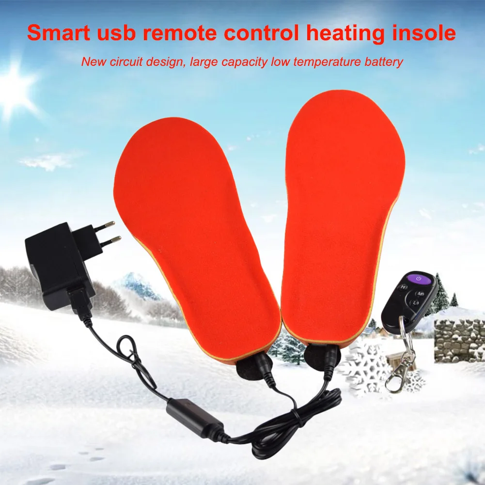 Convenient Useful Waterproof USB Rechargeable Electric Heated Insoles Remote Control Foot Warmer Shoes Pad HY99 DC25 | Бытовая техника