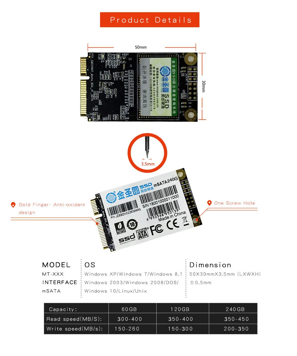 JSYERA mSATA 256 Гб жесткий диск mini SATA 32 Гб 60 Гб 64 ГБ 120 ГБ 128 ГБ 240 ГБ 512 ГБ 1 ТБ Внутренний твердотельный Накопитель SSD MSATA3.0