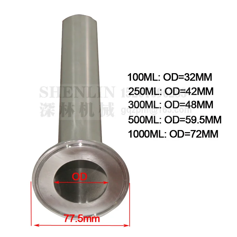 Tubo do Cilindro de Máquina de Enchimento de Pistão de Aço Ss304 e Ptef Shenlin Piston Filler Inoxidável 300ml 500ml 1000ml Pistão Água 100ml - Image 2
