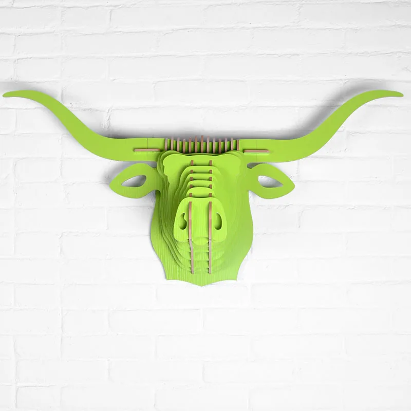 Деревянная голова буйвола 3D головоломка деревянная скульптура дома настенный Декор интерьера WDM009M - Цвет: C