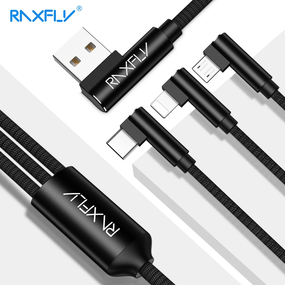 

RAXFLY 3 In 1 USB Cable For iPhone X Samsung S9 Micro USB Cable For Samsung S6 S7 Lightning To USB Type C Cables Charging Wire