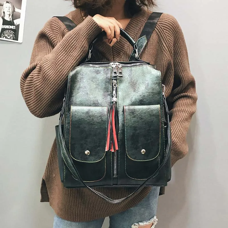 Retro de cuero de las mujeres de la cremallera de la Mochila de la escuela mochilas para chicas adolescentes bolsa de gran capacidad de Mochila femenina XA227H Retro de cuero de las mujeres de la cremallera de la Mochila de la escuela mochilas para chicas adolescentes bolsa de gran capacidad de Mochila femenina XA227H