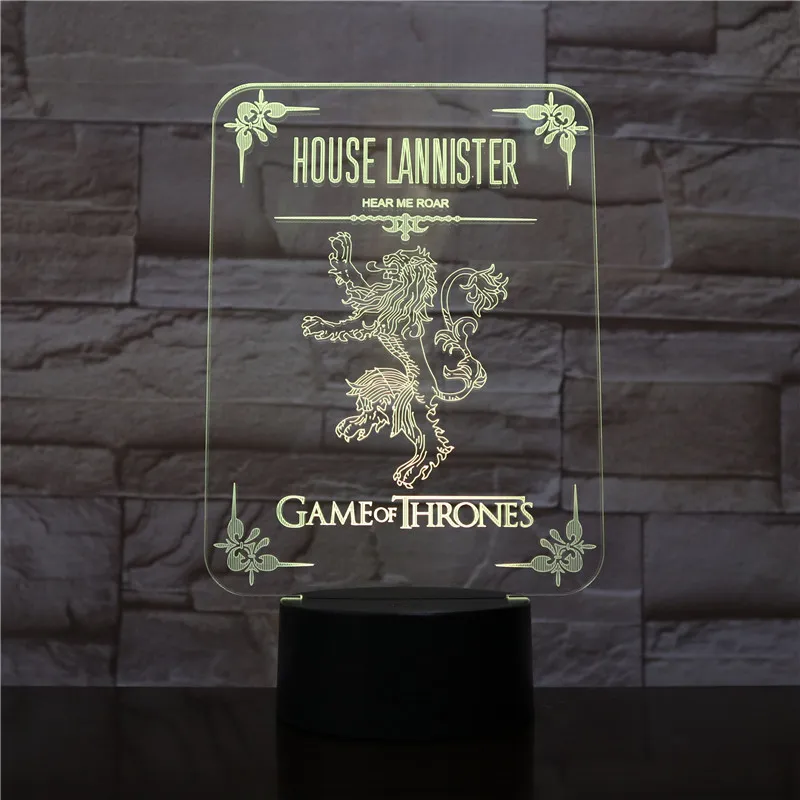 

House Lannister Logo LED Night Light Touch Sensor 7 Color Changing Child Kids Hear Me Roar Game of Thrones Desk lamp bedside