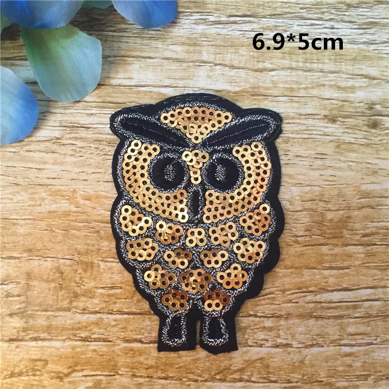 Iron On Patch Sequins Cute Owl Bird Embroidered Patches For Clothes