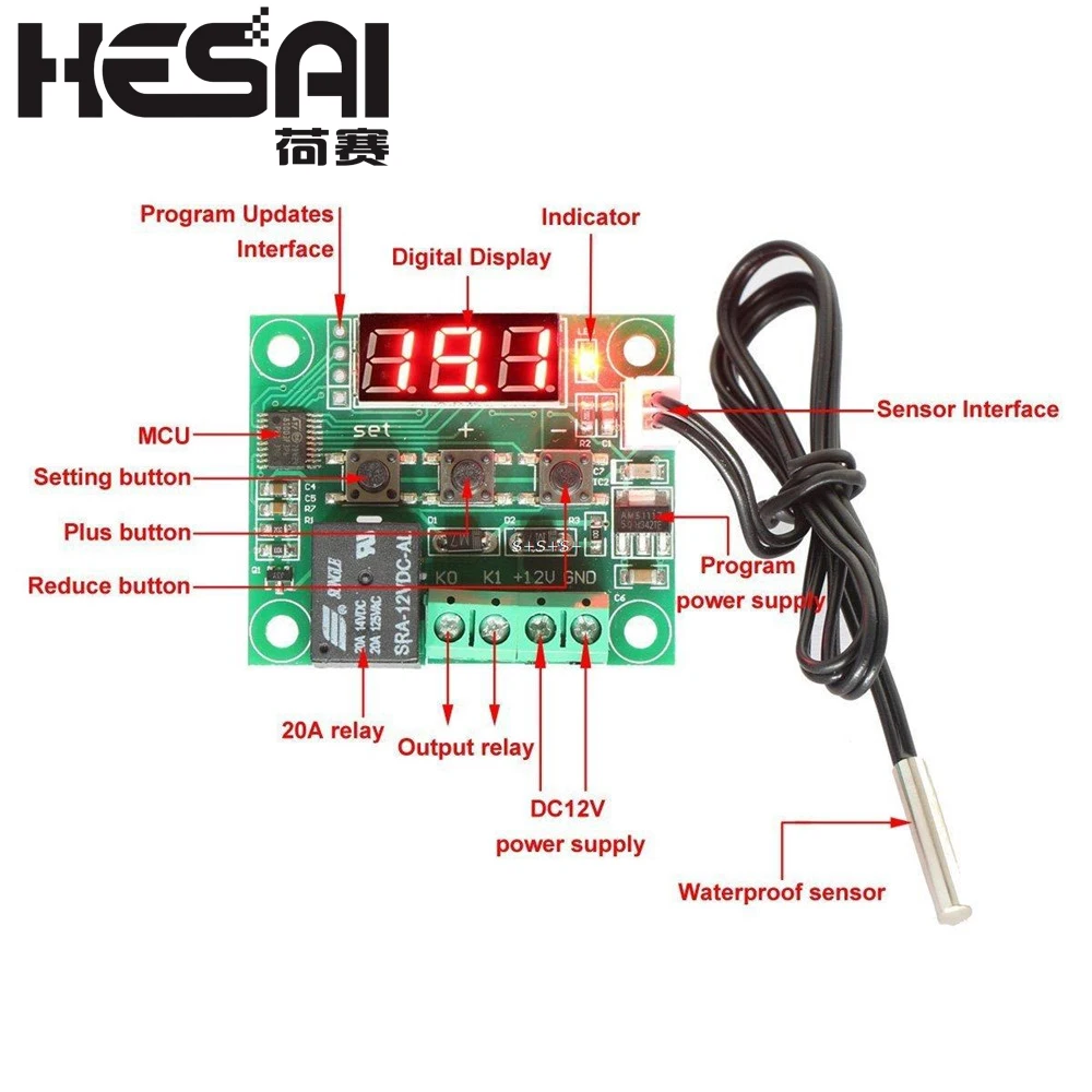 DC 12 В W1209 цифровой Прохладный/Тепло температура Термостат Термометр Температура контроллер вкл/выкл переключатель-50-110C + W1209 чехол