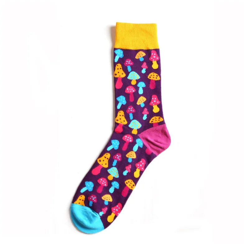 Новые цветные носки для мужчин и женщин с изображением еды суши, повседневные носки в стиле Харадзюку, дизайнерские брендовые длинные модные носки для катания на коньках - Цвет: socks Mushroom
