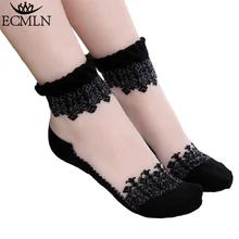 1Pair Women Lace Ruffle Ankle Sock Soft Comfy Sheer Silk Cotton Elastic Mesh Knit Frill Trim