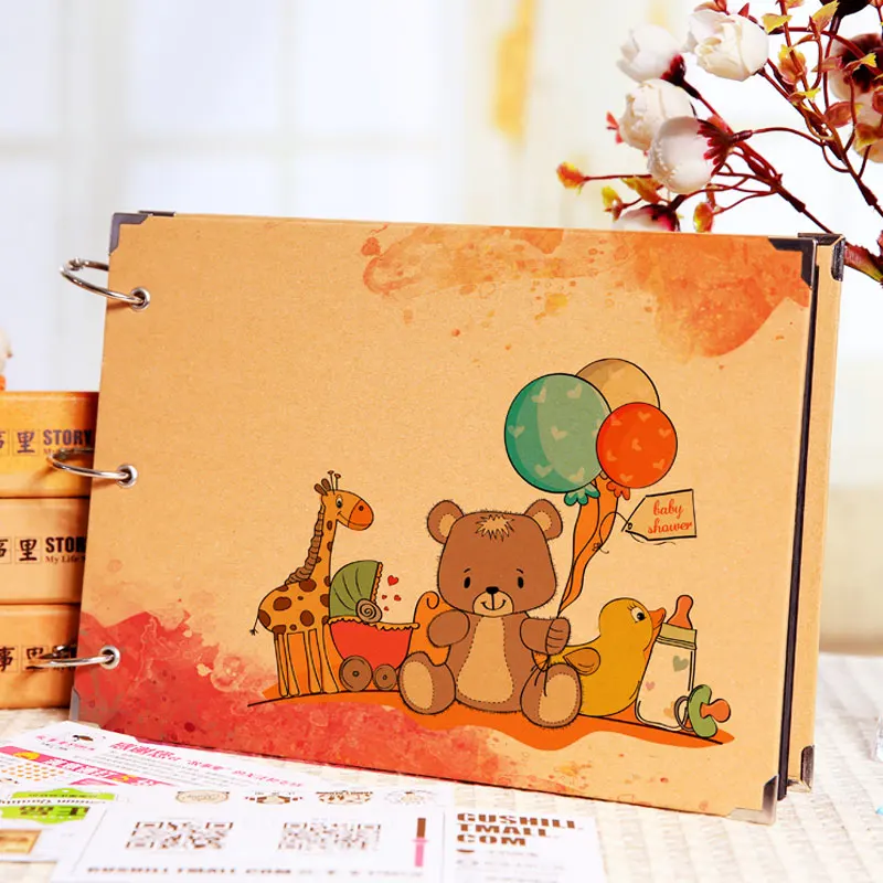 

10-inch Kindergarten Growing Up Album Black Card DIY Handmade Album Children's 4-inch 5-inch Sticker Baby Souvenir Record Album