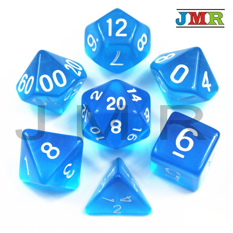 

Colorful Transparent 7pcDie Set with Candy Effect Poker Game Dice,Blue Color D&d D4,d6,d8,d10,d12,d20 For Rpg Dnd Board Game