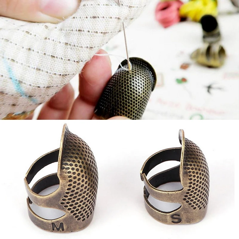 

Retro Finger Protector Metal Thimble Ring Handworking Needle Hoop Ring Household Quilting Crafts Sewing Tools Accessories TSLM1