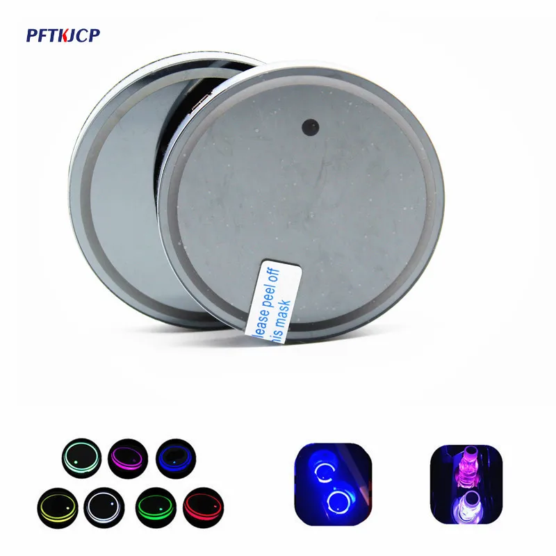 

2pcs Led Car Cup Holder Bottom Pad Mat Led Light for suzuki R lada fr r Atmosphere Lamp water drink holder car cvoer