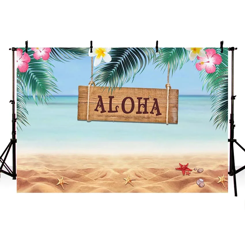 Гавайские вечерние фоны Luau летние тематические фотографии фон тропический лист пляж розовый цветок ALOHA День Рождения декорации
