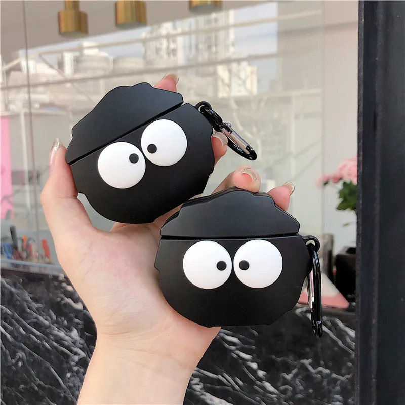 

Cute Cartoon Tonari No Totoro Fairydust Susuwatari Black Coal Ball Headphone Cases For Apple Airpods 1 2 Silicone Earphone Cover