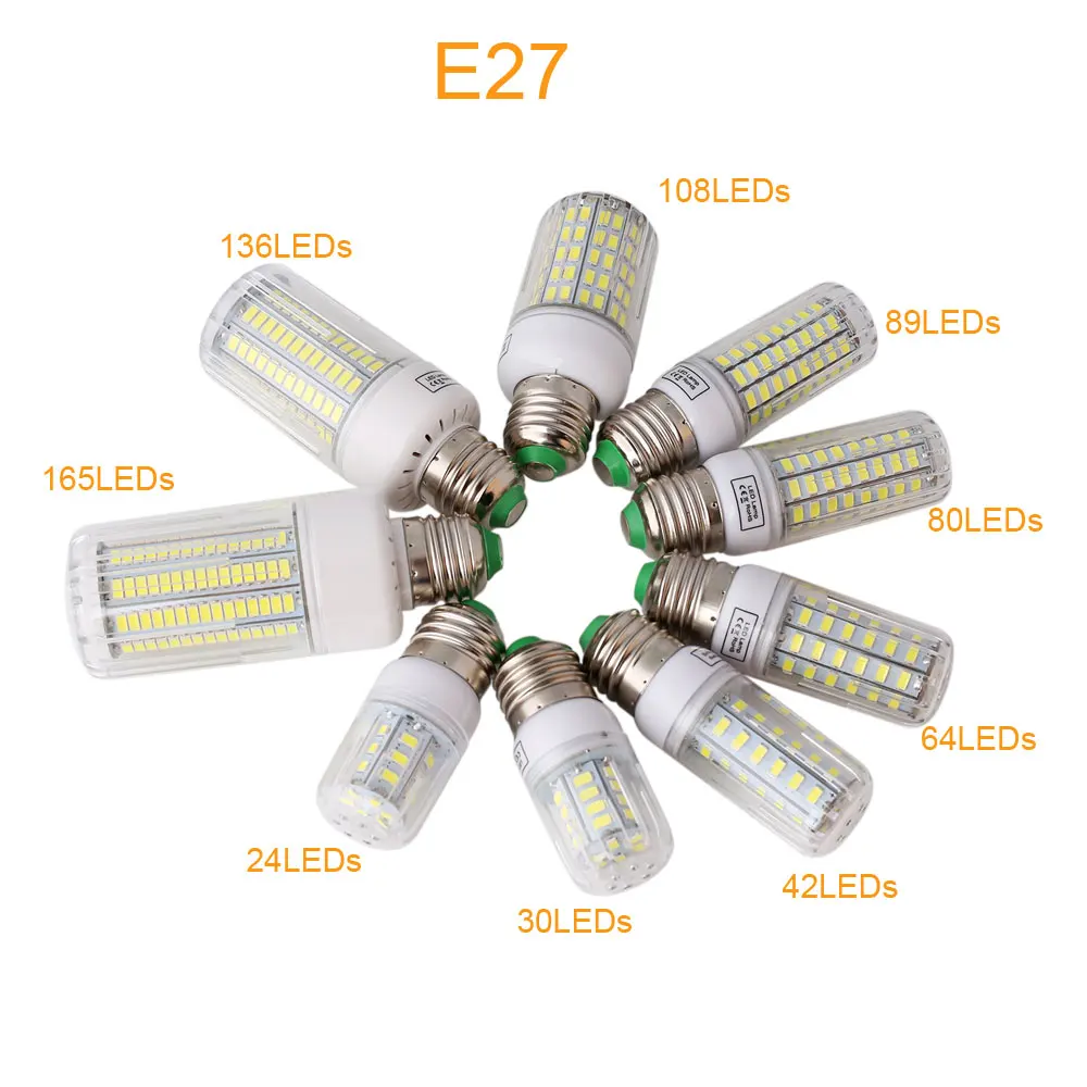 E27 светодиодный светильник 5730 SMD лампы E14 220V Кукуруза 24 30 42 64 80 89 108 136 s лампа Bombillas