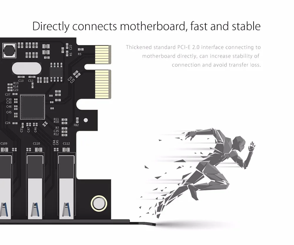 ORICO 7 Порты USB3.0 Express карты расширения PCI-Express адаптер Поддержка Windows 10/8/7/Vista/XP-(PVU3-7U-V1)