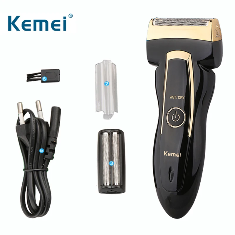 

Kemei Rechargeable Razor Men's Electric Trimmer with double blade EU Plug Portable Reciprocating Electric Razor for Travel House