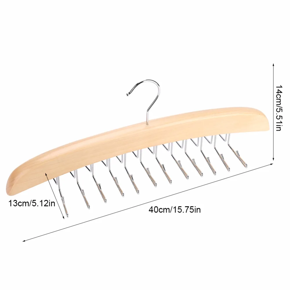 Вращающийся 24 крючки деревянная полка галстук-бабочка в виде галстука-бабочки и вешалка вязанный шарфы в стиле шкаф, органайзер для хранения шкаф