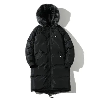 

2018 men's winter new Japanese original hooded large size fur collar warm cotton jacket youth plus velvet padded coat M-5XL