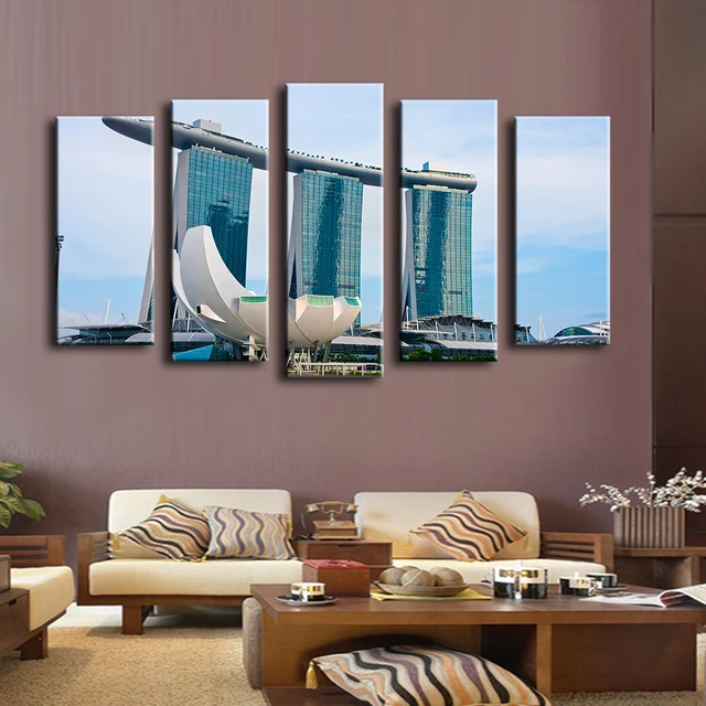 5pcs Booking Pool Singapore Wall Painting For Home Decor Oil 5pcs Booking Pool Singapore Wall Painting For Home Decor Oil Art Print Canvas