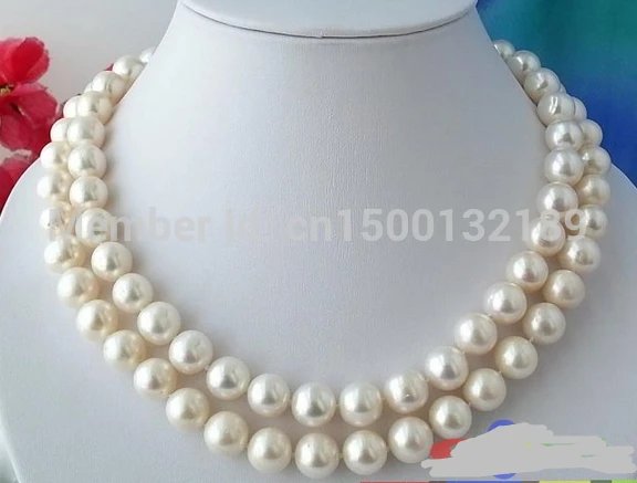 

j00481 Natural AAA +2ROW WHITE ROUND fw PEARL NECKLACE MABE AAA