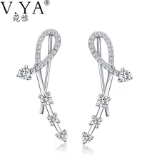 100% Real Pure S925 Stable Silver Stud Earrings for Ladies Jewellery Austria Crystal 925 Sterling Silver Earring DE05