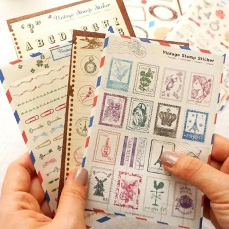 10.3 X 14.8cm Cartoon Papier Sticker Vintage Retro Letter Sticker Diary Scrapbooking Stamp Paper Decorative Sticker Set
