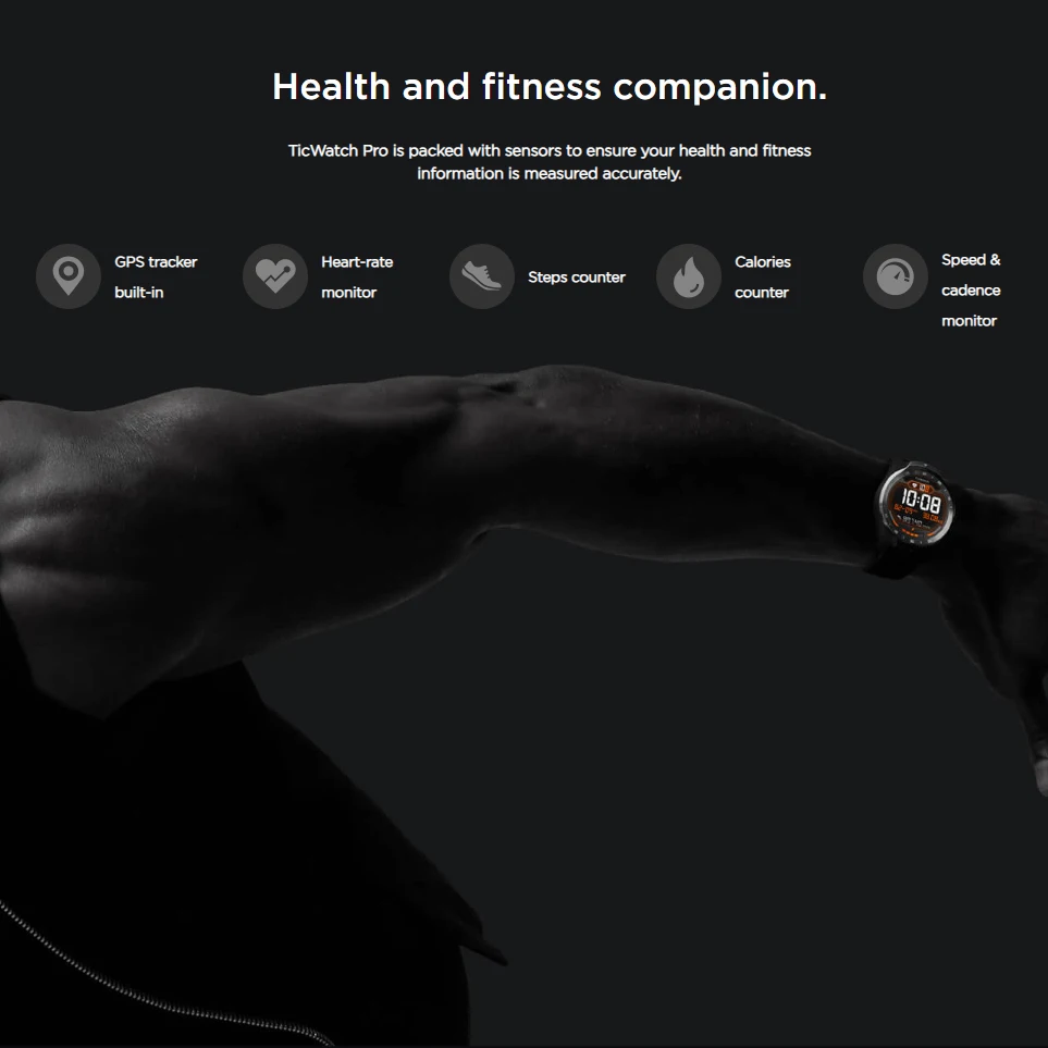 Мужские смарт часы Ticwatch PRO TWS наушники QCY в подарок Android NFC Google Pay GPS IP68