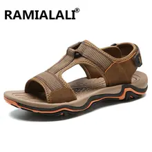 Ramialali/сандалии из натуральной кожи; мужские летние пляжные сандалии; коллекция года; модная повседневная обувь; шлепанцы; Hommes Sandalias