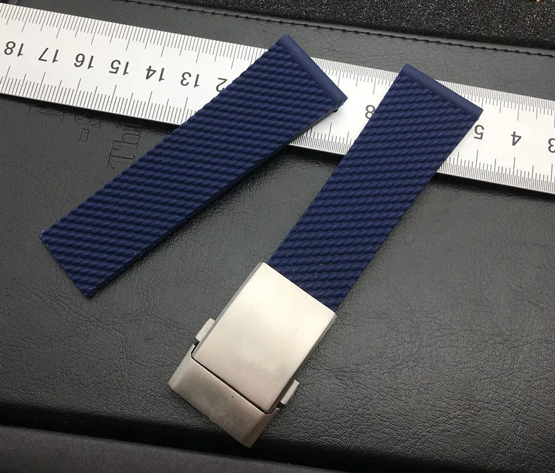 Мягкий качественный черный темно-синяя силиконовая резина Ремешок для часов 24 мм ремешок для часов браслет для navitimer/мститель для Breitling ремешок