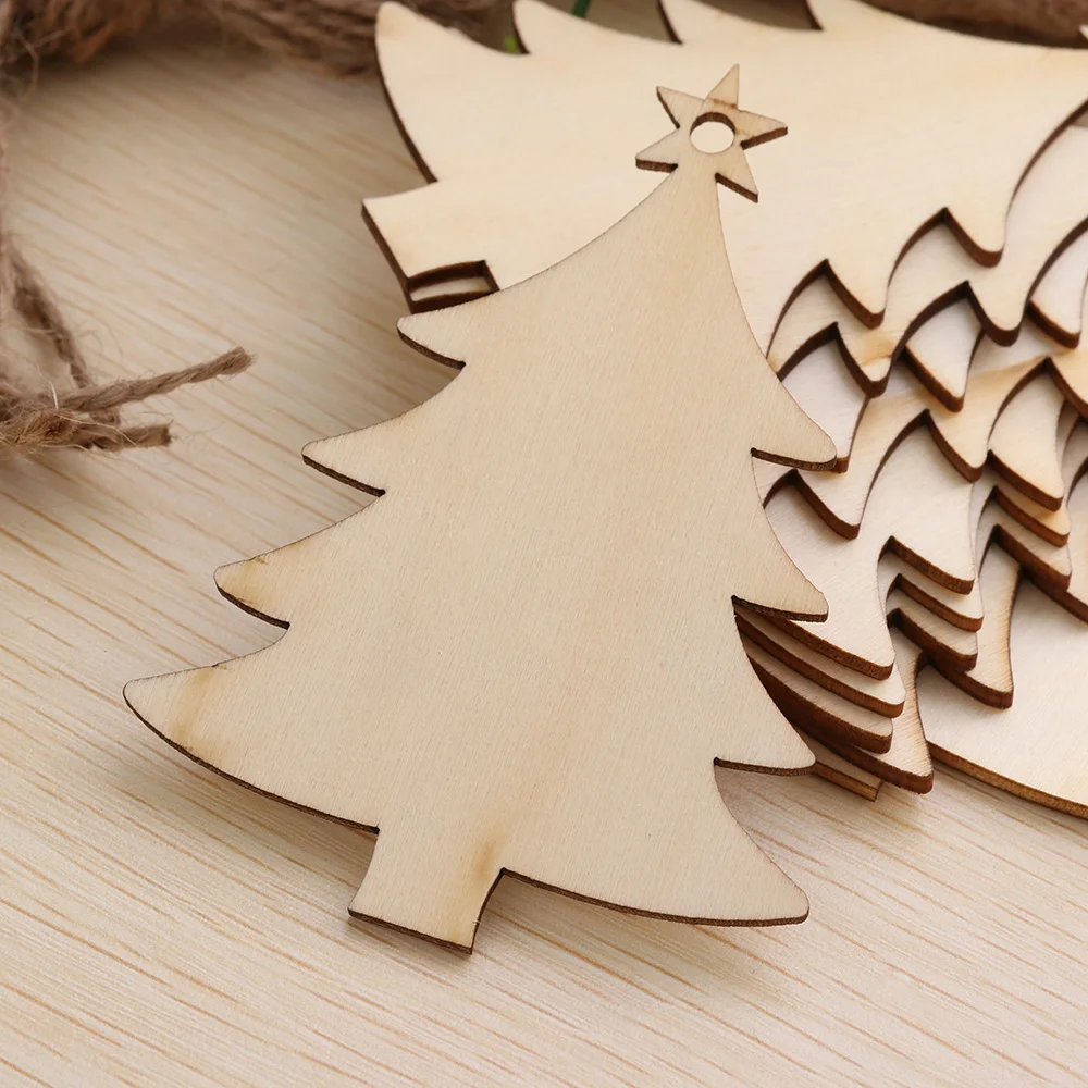 

10 Pcs New Hot Christmas Tree Decor Deer Snowman Angel Wood Ornament DIY Xmas Tree Hanging Decoration DIY Crafts