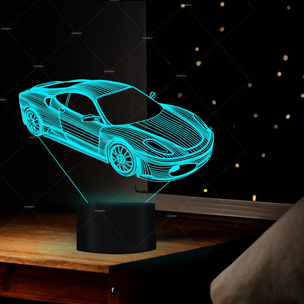 Светодиодный ночник с 3d рисунком автомобиля 7 меняющихся цветов в качестве