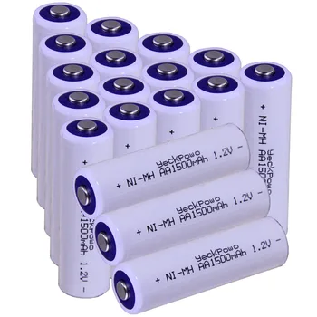 

Real capacity! 18 pcs AA 1.2V NIMH AA rechargeable AA battery 1500mah YECKPOWO for camera razor toy remote control flashlight