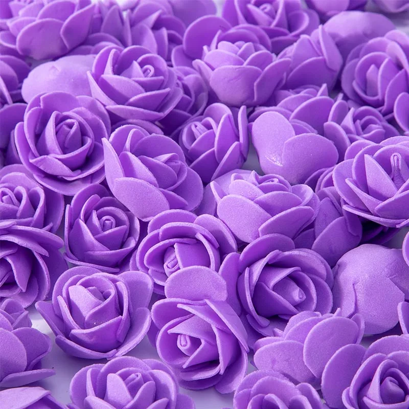 50 шт 3,5 см ПЭ пена искусственный цветок головка розы Искусственные цветы Дешевые Свадебные украшения для скрапбукинга Подарочная коробка diy ВЕНОК - Цвет: purple