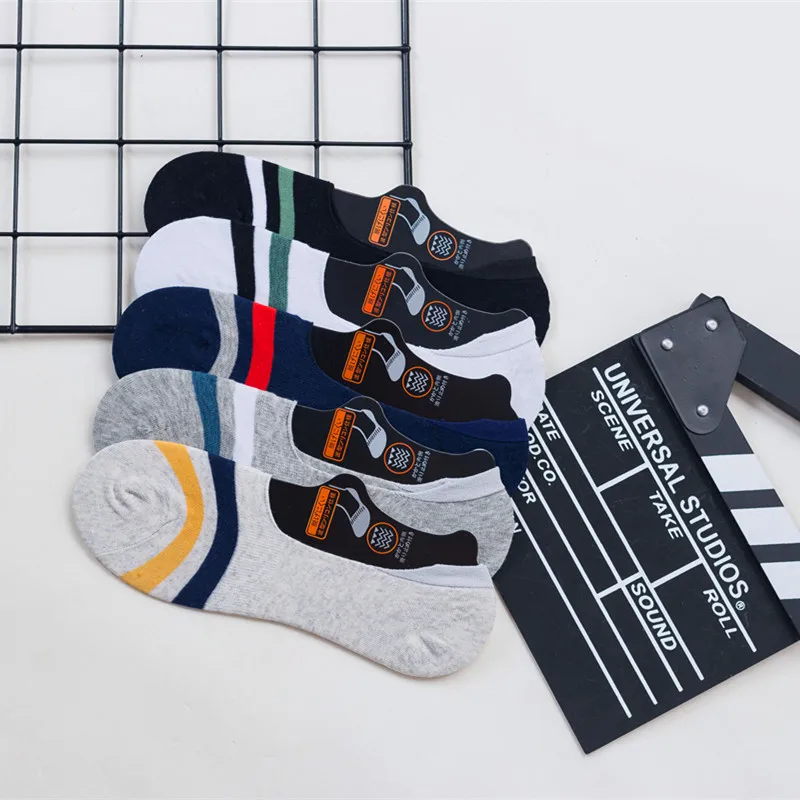 

High Quality Unisex Men Socks Two Stripes Casual Socks Silica Gel Non-slip Boat Socks Low Help Shallow Mouth Spring Summer Socks