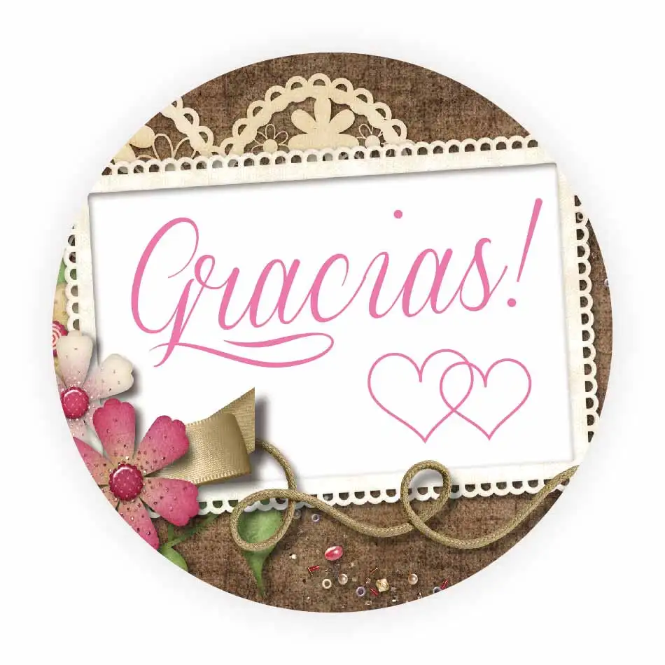 

DouxArt 100 PCS 40MM Stickers Seals Gracias, Double Heart Wedding Favors Party Communion Baptism Marriage Invitation Labels