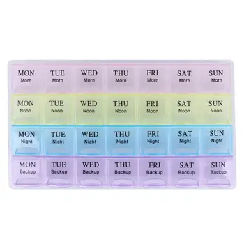 

Portable 28 Squares Pill Box Weekly 7 Days Tablet Holder Medicine Storage Boxes Organizer Container Case High Quality