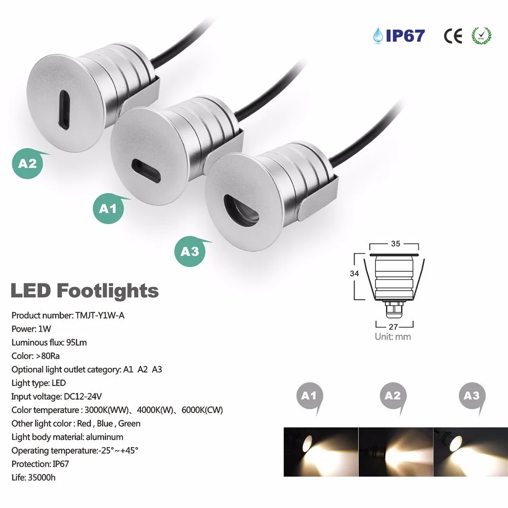 Встраиваемый прожектор для лестницы 1 Вт IP67|warm lamp|1w led lightcool wall lights |