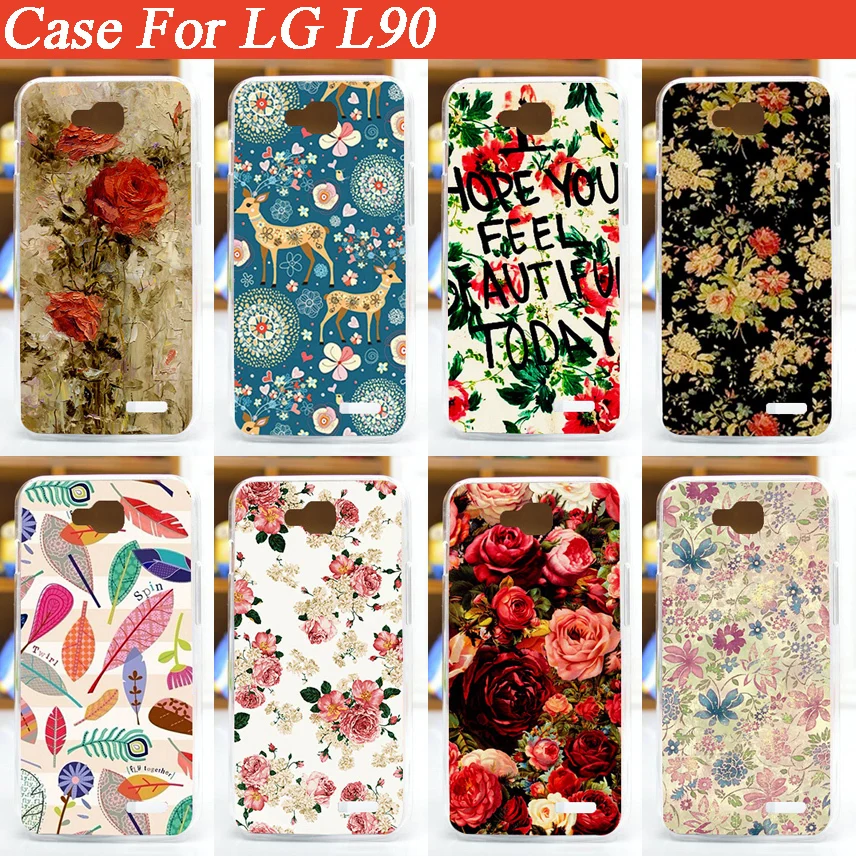 

Hot DIY 11 Styles Painted Beautiful Flowers Hard Back Cover cases Shell Print case for LG L90 ( Fit single SIM Version Only )