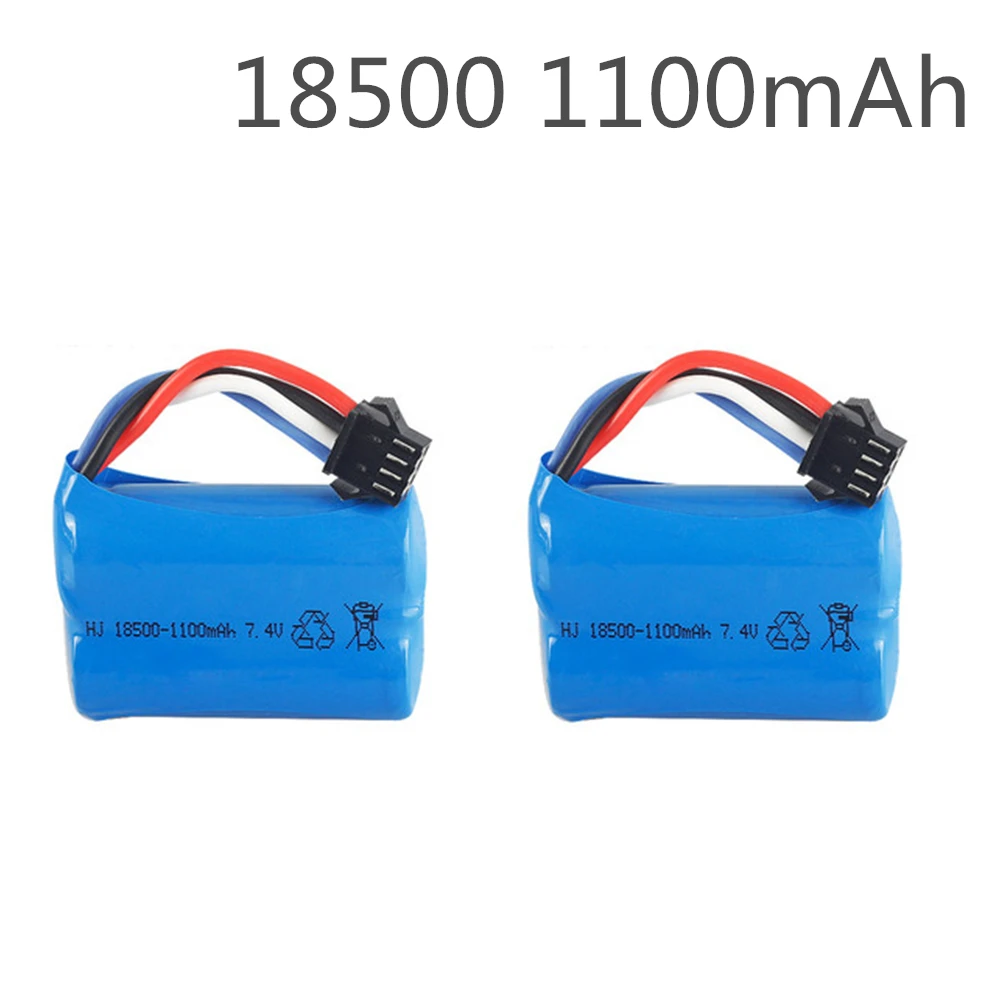 

2pcs Upgrade 3.7V 7.4V 1100mAh 18500 Lipo battery For UDI 001 UDI001 Huanqi 960 Remote control boat speedboat With SM-4P Plug