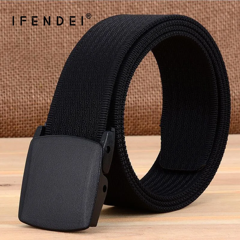 IFENDEI Plastic Buckle Nylon Belt Men's Military Strap Canvas Belt Black Buckle Nylon Strap