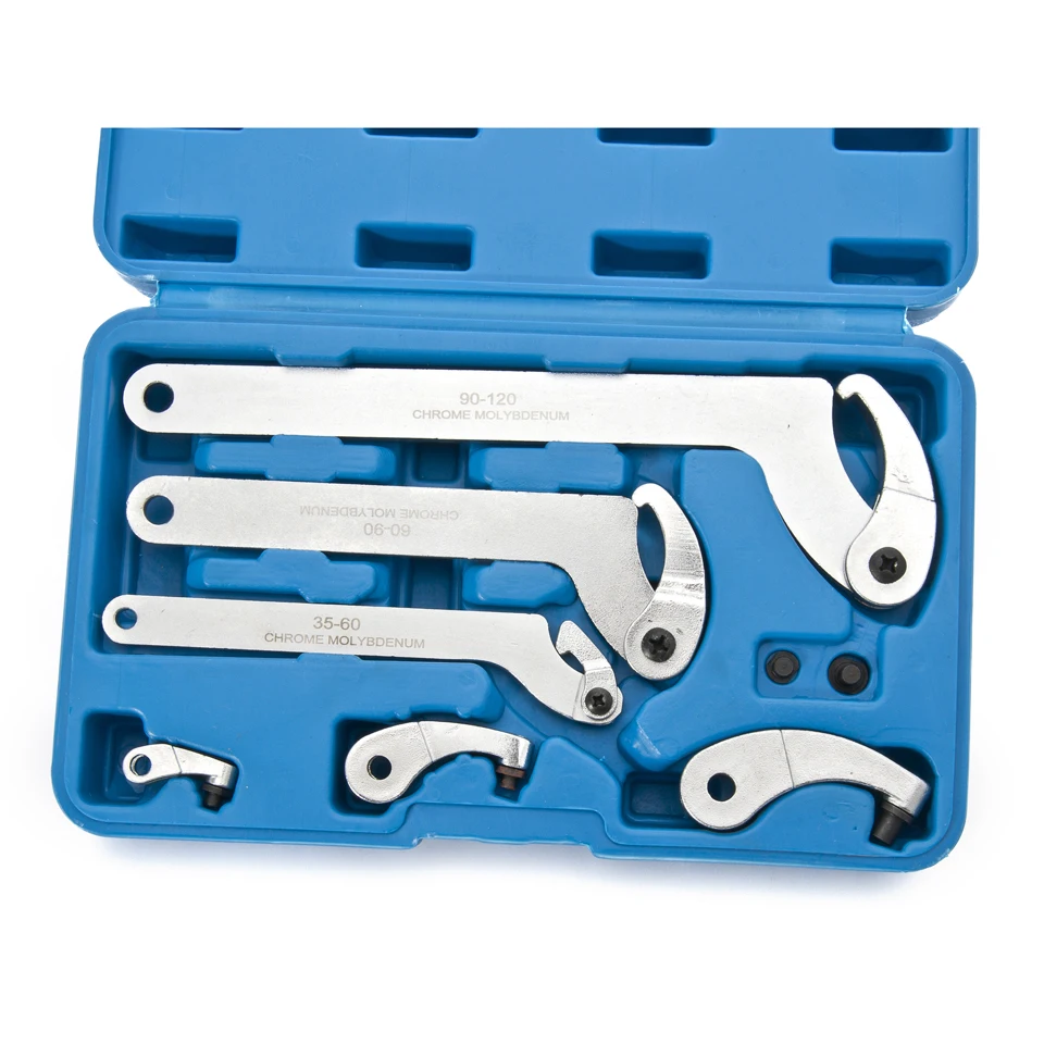 Adjustable Hook And Pin Wrench / Spanner / C Spanner 35 - 120mm 8pcs