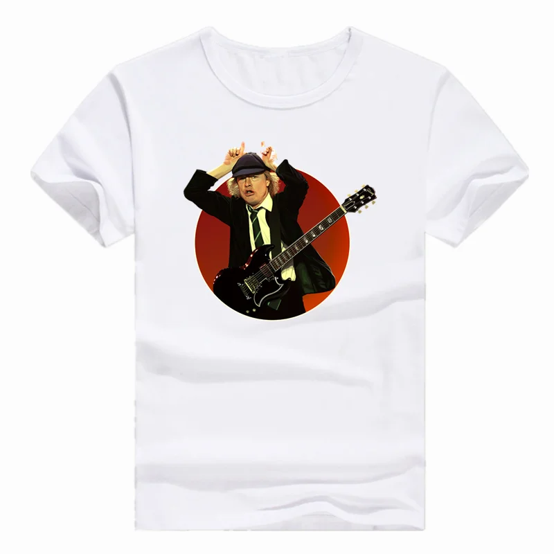 Азиатский размер печати Ангус Янг AC/DC Группа рок ACDC хип хоп AC DC Футболка короткий