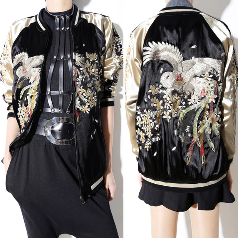 

bomber jacket Women basic coats jacket Luxury embroidered zipper chaquetas outwear fashion parka ZA Autumn/Winter clothing