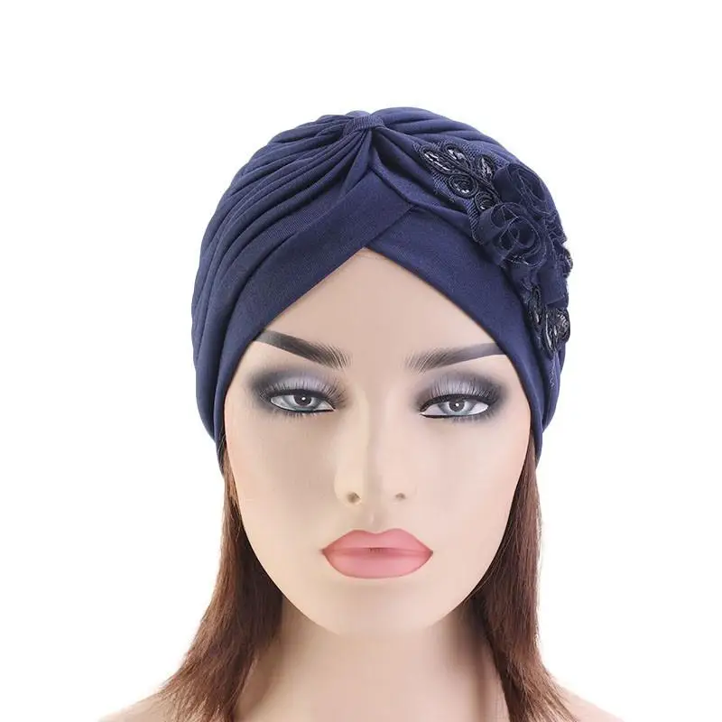 New Women's Stretch Fleur Turban Hat Cancer Chimio Cap Perte de Cheveux Foulard Beanie 